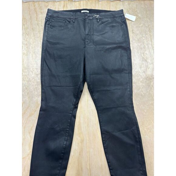 Good American Good Legs Flare Jeans High Rise Flat Tummy Tech Smoothing Black 24 - Picture 1 of 5